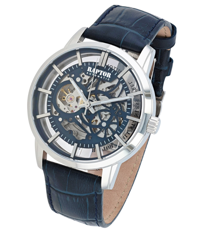 RAPTOR AUTOMATIK Skelett-Herrenuhr "Jonte", Echtleder, 5ATM