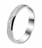 Akzent Damen-Partnerring aus Edelstahl, mit Similistein, silberfarbig