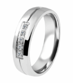 Akzent Damen-Partnerring, Edelstahl, Similibesatz, silberfarben