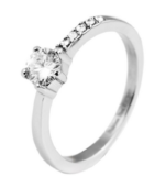 Akzent Edelstahl Damenring mit Zirkoniabesatz, silberfarben