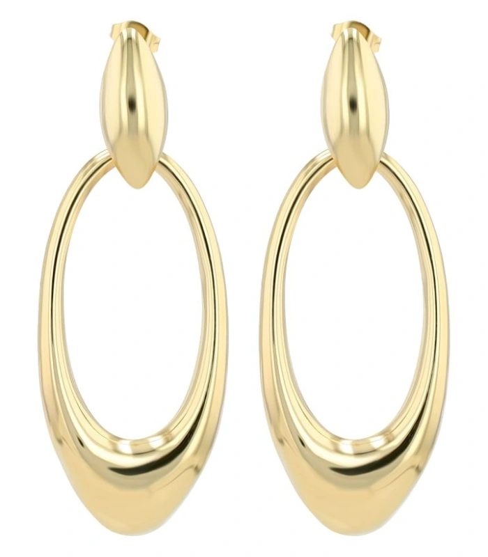 Clous d’oreilles « Vianne » avec élément suspendu en acier inoxydable, couleur or