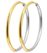 Créoles « Zuzu », Akzent, en acier inoxydable, bicolore (argent/or)