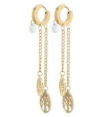 Créoles Akzent « Mica » avec trois pendentifs, en acier inoxydable, couleur or