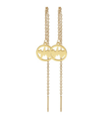 Akzent Edelstahl Ohrhänger zum Durchziehen mit IP Beschichtung, runder Anhänger mit Herzschlag, goldfarbig