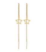 Akzent Edelstahl Ohrhänger zum Durchziehen, Sternanhänger, silberfarbig – Bild 2