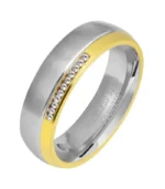 « Heart's Duo » Bague partenaire pour femmes, en acier inoxydable avec pierres synthétiques, bicolore (couleur argent / couleur or)