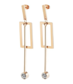 Boucle d’oreille Akzent en acier inoxydable avec pierre Swarovski, rectangle ouvert, couleur or, longueur : 7 cm / largeur : 1,3 cm / épaisseur : 0,4 cm