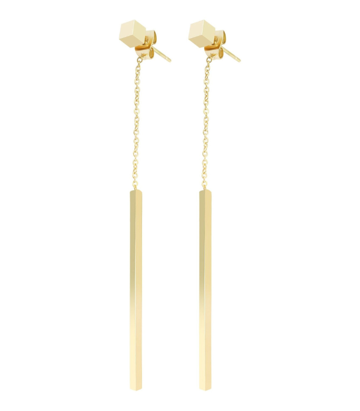 Boucle d’oreille Akzent en acier inoxydable, couleur or, longueur : 8 cm / largeur : 0,3 cm / épaisseur : 0,3 cm