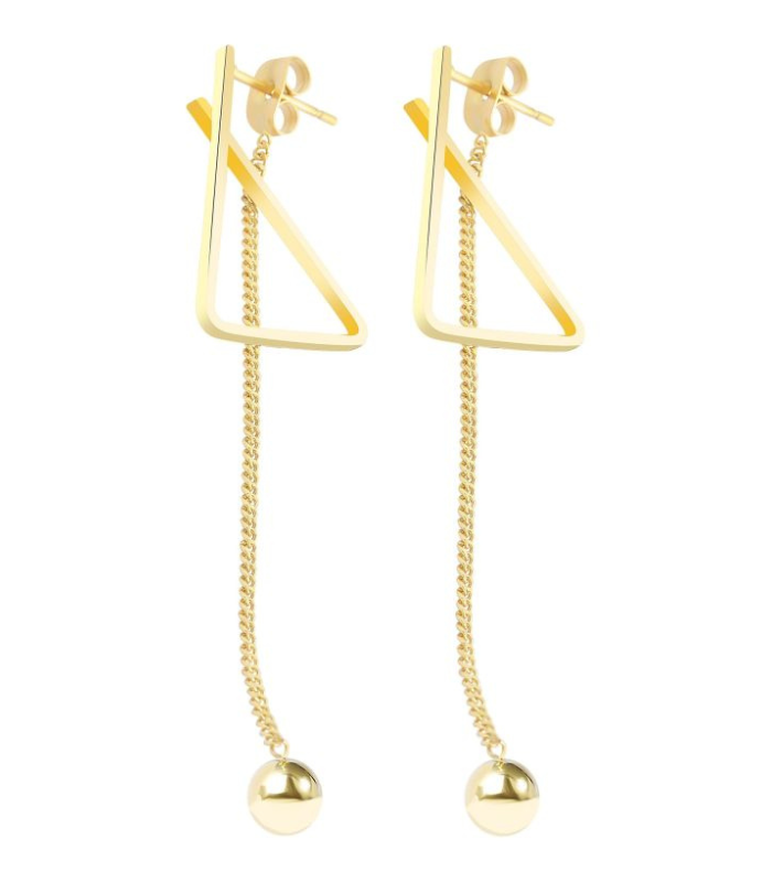 Boucle d’oreille Akzent en acier inoxydable, couleur or, longueur : 8,8 cm / largeur : 1,6 cm / épaisseur : 0,2 cm