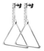 Boucles d’oreilles Akzent en acier inoxydable, couleur argent, largeur : 20 mm / longueur : 30 mm / épaisseur : 1 mm