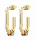 Demi-créoles / créoles en acier inoxydable « Troya », de couleur dorée