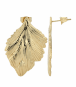 Große silberne Ohrstecker in Blattform mit strukturierter Oberfläche