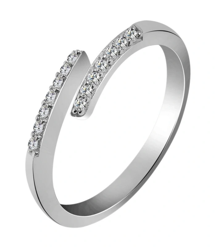 925/- Echt Silber Ring "Aril" mit Zirkoniabesatz, 925/rhodiniert