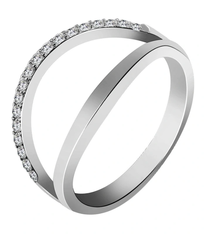 925/- Echt Silber Ring "Jannike" mit Zirkoniabesatz, 2tlg., 925/rhodiniert