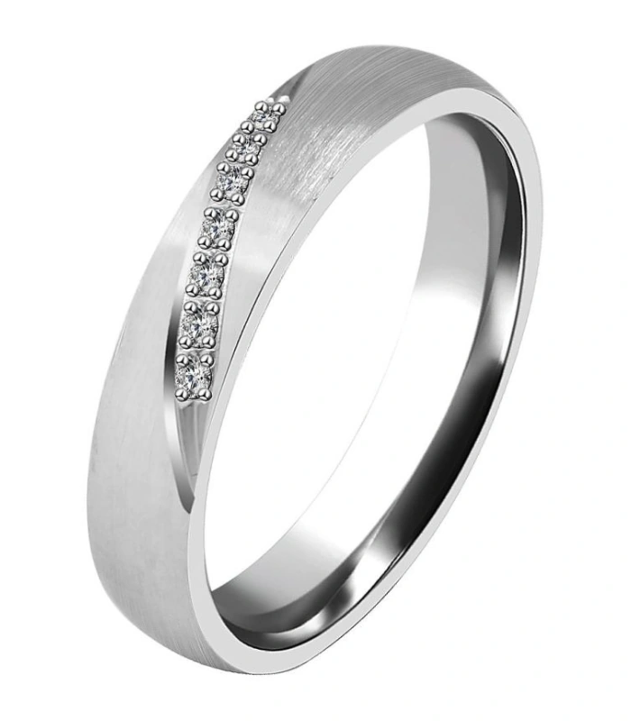 925/- Echt Silber Partnerring "Emilia" für Damen, Zirkoniabesatz, rhodiniert