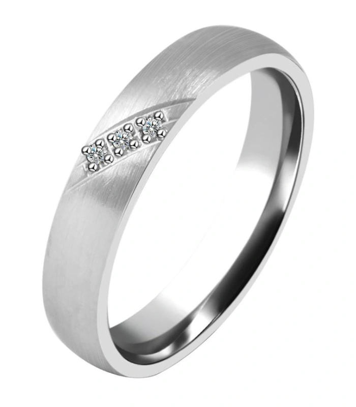 925/- Echt Silber Partnerring "Jolien" für Damen, Zirkoniabesatz, rhodiniert