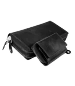 Just Echtleder-Geldbörsen im Set, RFID-Schutz, grau