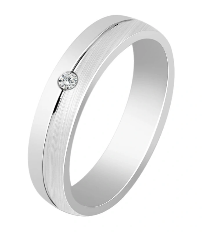 925/- Echt Silber Partnerring “Mariella” für Damen, Zirkoniabesatz, eismatt/poliert, rhodiniert