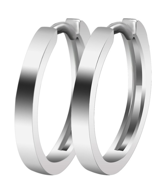 "Dory" 925/- Echt Silber Klapp-Creolen/ Hoop,silberfarben rhodiniert