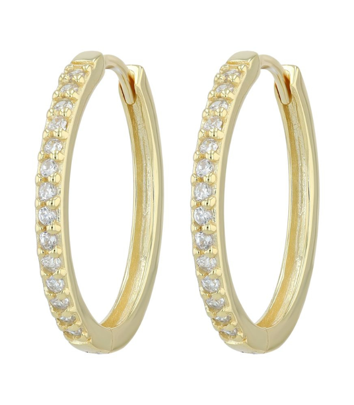 "Preti" 925/- Echt Silber Creole, Zirkoniabesatz, vergoldet