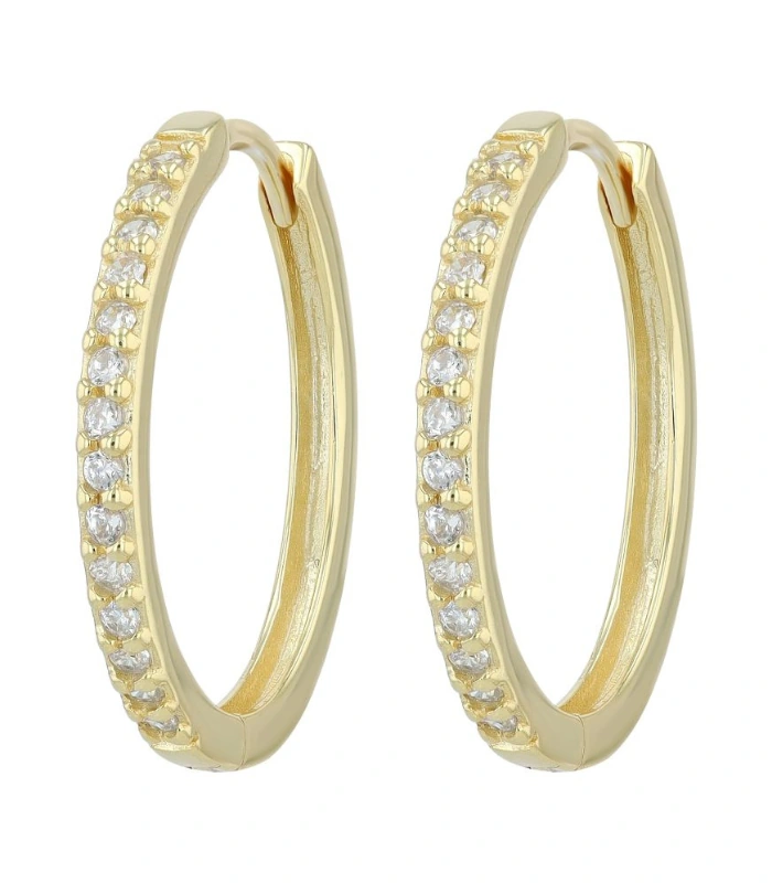 Créoles en argent véritable 925/- « Preti », ornées de zirconias, dorées
