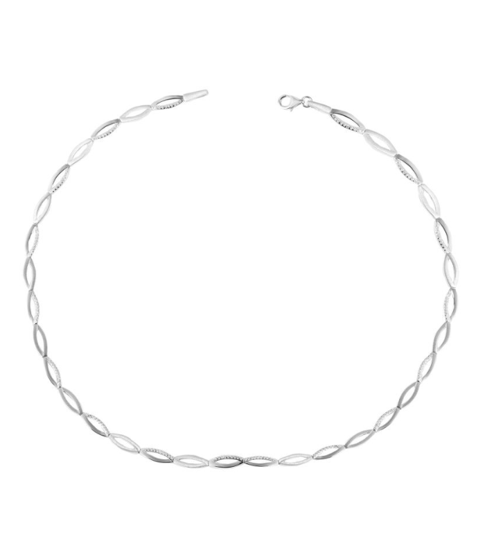 925/- Echt Silber Halskette „Freya“ mit Zirkoniabesatz, matt/poliert, 925/rhodiniert