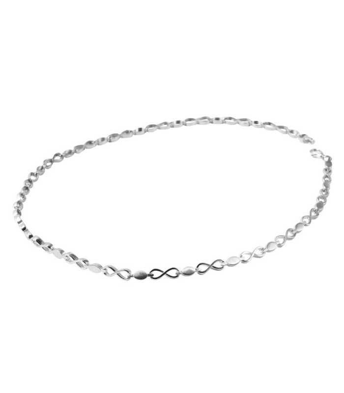 925/- Echt Silber Halskette „Stina“, Infinity, matt/poliert, 925/rhodiniert