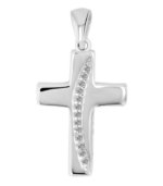 Pendentif en argent véritable 925/rh « Dine » – croix, avec zirconias (sans chaîne)