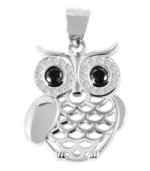 Pendentif en argent véritable 925/- sans chaîne « Beba », chouette ornée de zirconias, 925/rhodié