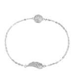 925/- Echt Silber Damen Armband, Flügel Anhänger mit 57 klaren Zirkonia Steinen und Magnetverschluss, rhodiniert