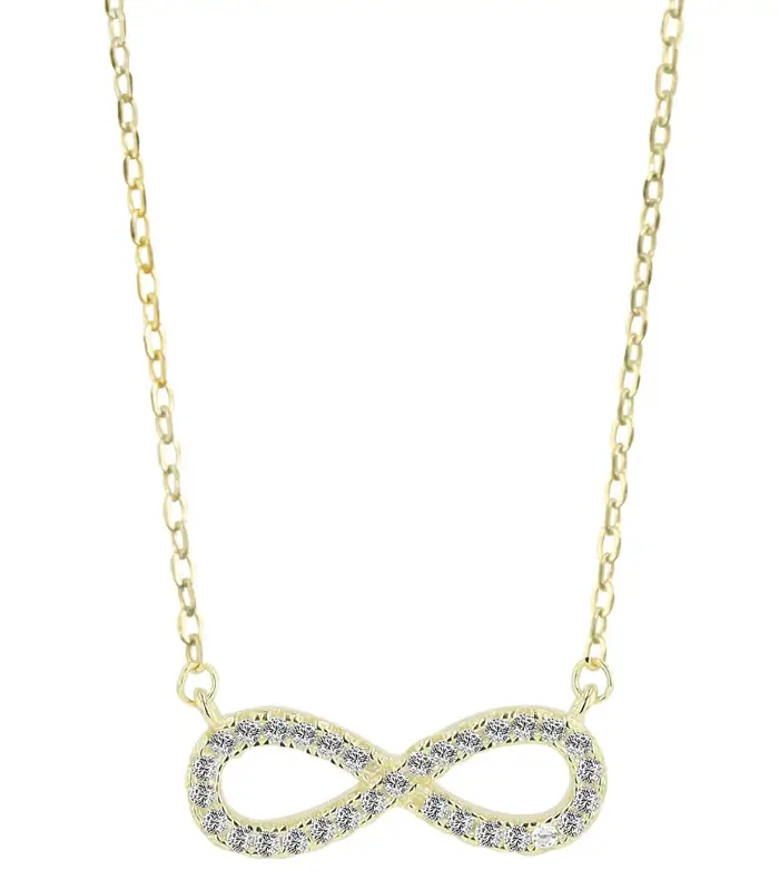 925/- Echt Silber Halskette mit Anhänger, Infinity, 42+3cm, rhodiniert