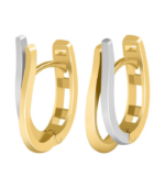 Créoles à cliquet en or 333/- « Njola », en forme de U, bicolores (or jaune & or blanc), 8 carats