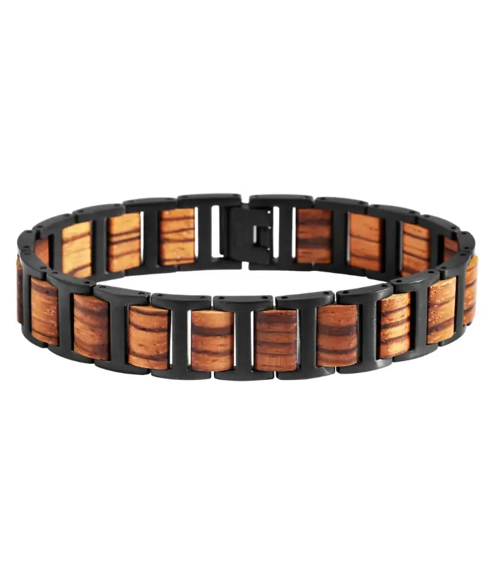 Raptor Armband aus Edelstahl und Sandelholz, kürzbar
