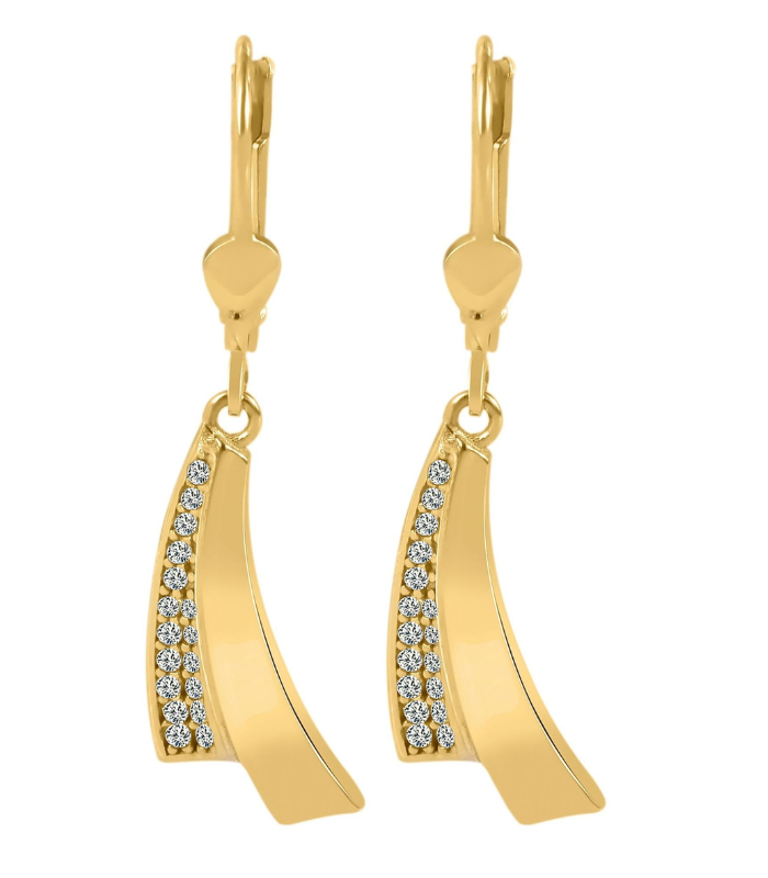Boucles d’oreilles pendantes en or 375/- « Sarai » avec zirconiums, 9 carats, or jaune