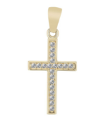 333/- Gold Anhänger "Berfin", Kreuz mit Zirkoniabesatz, Gelbgold, 8 Karat