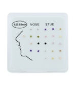 "Vaida" I-förmiger Nasenstecker/ Nasenpiercing, 925/rh Echt Silber, VE-24 Stück