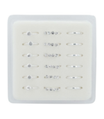 Anneau de nez / piercing nasal « Vola », ouvert, argent véritable 925/-, rhodié, 3 variantes de 6 pièces chacune, UE-18