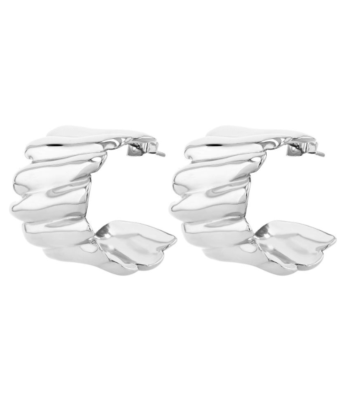 Créoles / demi-créoles en acier inoxydable « Regina », de couleur argentée