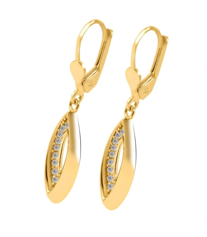333/- Gold "Fanja" Ohrhänger mit Zirkoniabesatz, 8 Karat, Gelbgold