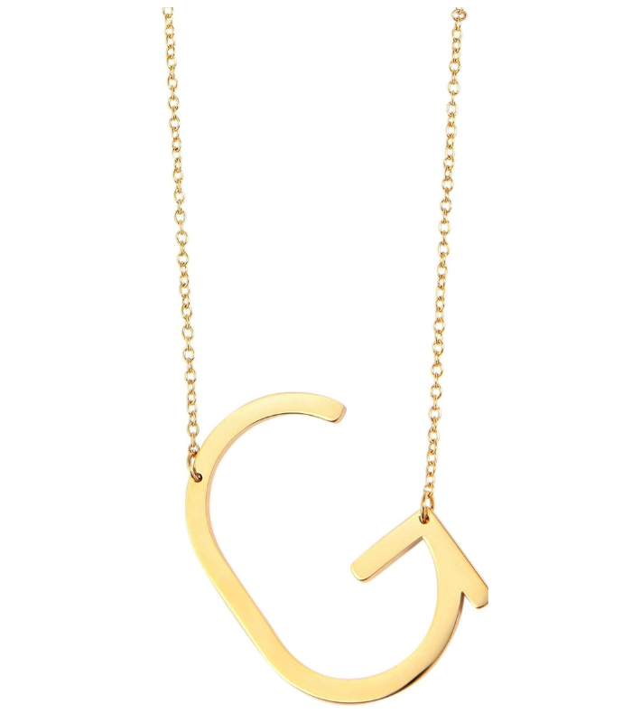 Chaîne à maillons « Anker » Akzent en acier inoxydable, couleur or, avec pendentif lettre, longueur 43+5 cm - 7