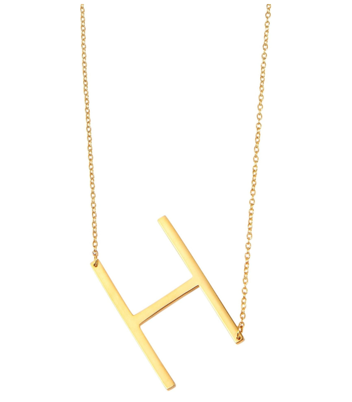 Chaîne à maillons « Anker » Akzent en acier inoxydable, couleur or, avec pendentif lettre, longueur 43+5 cm - 8