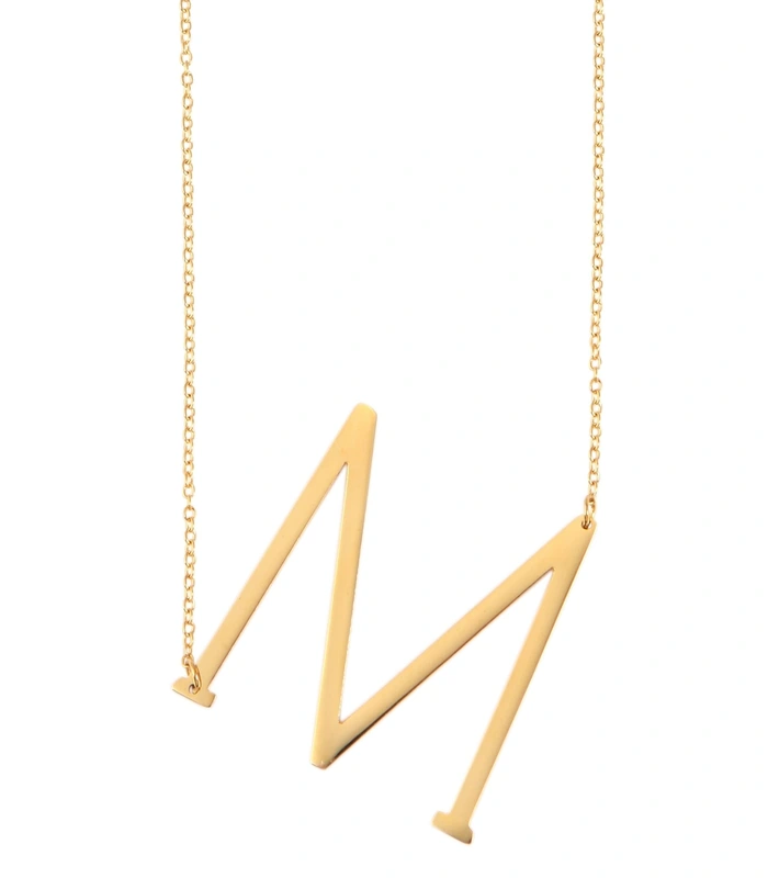 Chaîne à maillons « Anker » Akzent en acier inoxydable, couleur or, avec pendentif lettre, longueur 43+5 cm - 13