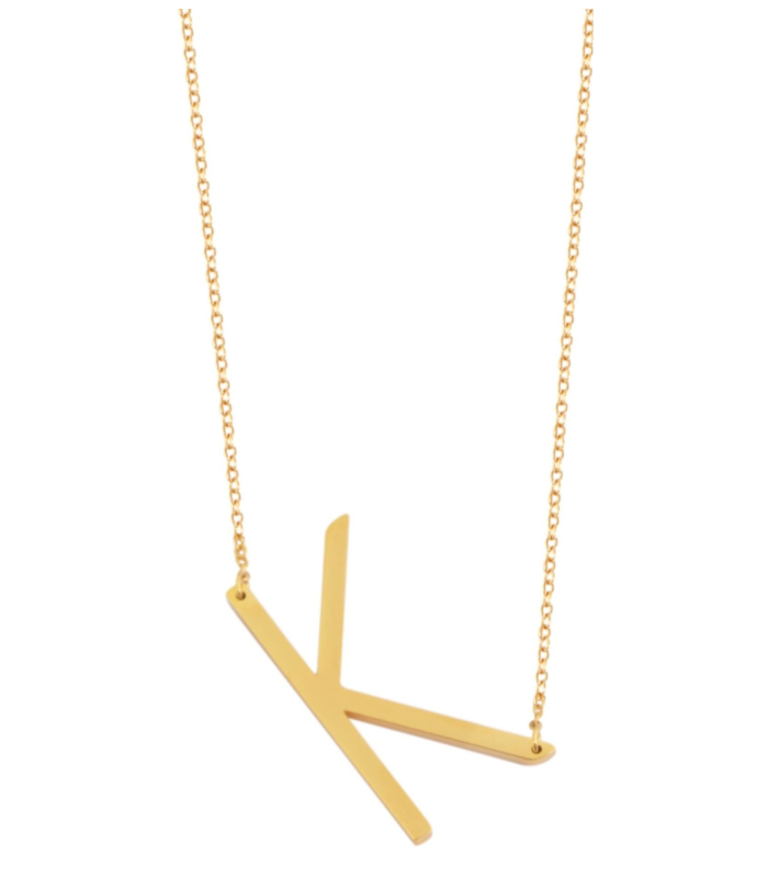 Chaîne à maillons « Anker » Akzent en acier inoxydable, couleur or, avec pendentif lettre, longueur 43+5 cm - 11