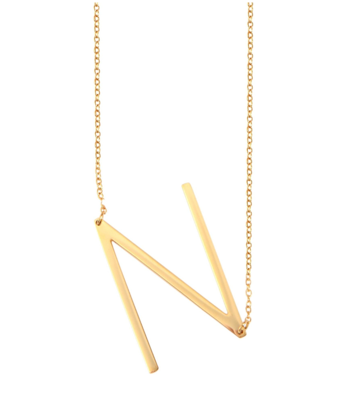 Chaîne à maillons « Anker » Akzent en acier inoxydable, couleur or, avec pendentif lettre, longueur 43+5 cm - 14