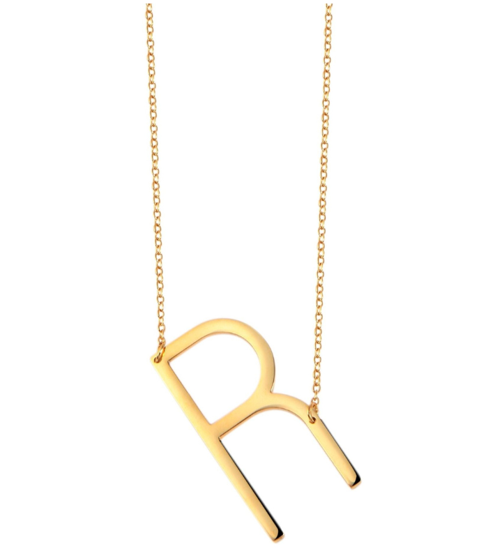 Chaîne à maillons « Anker » Akzent en acier inoxydable, couleur or, avec pendentif lettre, longueur 43+5 cm - 16