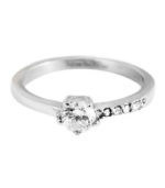 Akzent Edelstahl Damenring mit Zirkoniabesatz, silberfarben – Bild 2