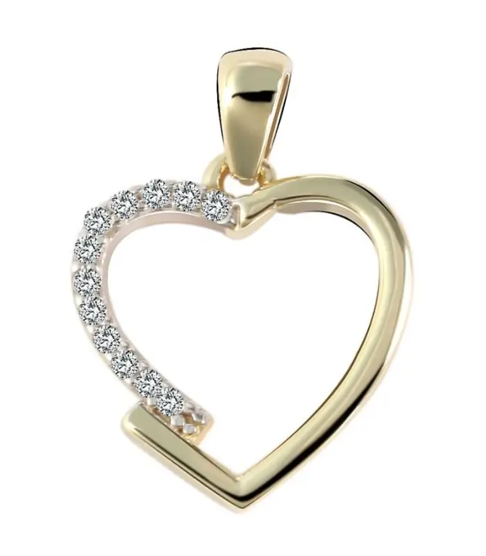 Pendentif "Tess" en or 333/-, sans chaîne, cœur filigrane serti de zirconium, 8 carats, en or jaune