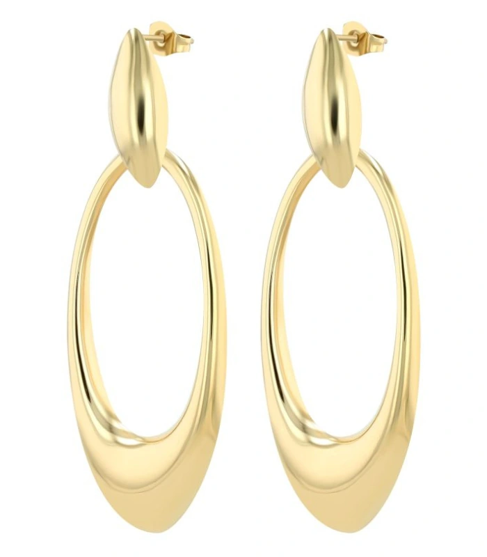 Clous d’oreilles « Vianne » avec élément suspendu en acier inoxydable, couleur or