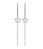 Akzent Edelstahl Ohrhänger zum Durchziehen, Sternanhänger, silberfarbig