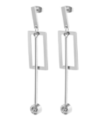 Boucle d’oreille Akzent en acier inoxydable avec pierre Swarovski, rectangle ouvert, couleur or, longueur : 7 cm / largeur : 1,3 cm / épaisseur : 0,4 cm – Image 3